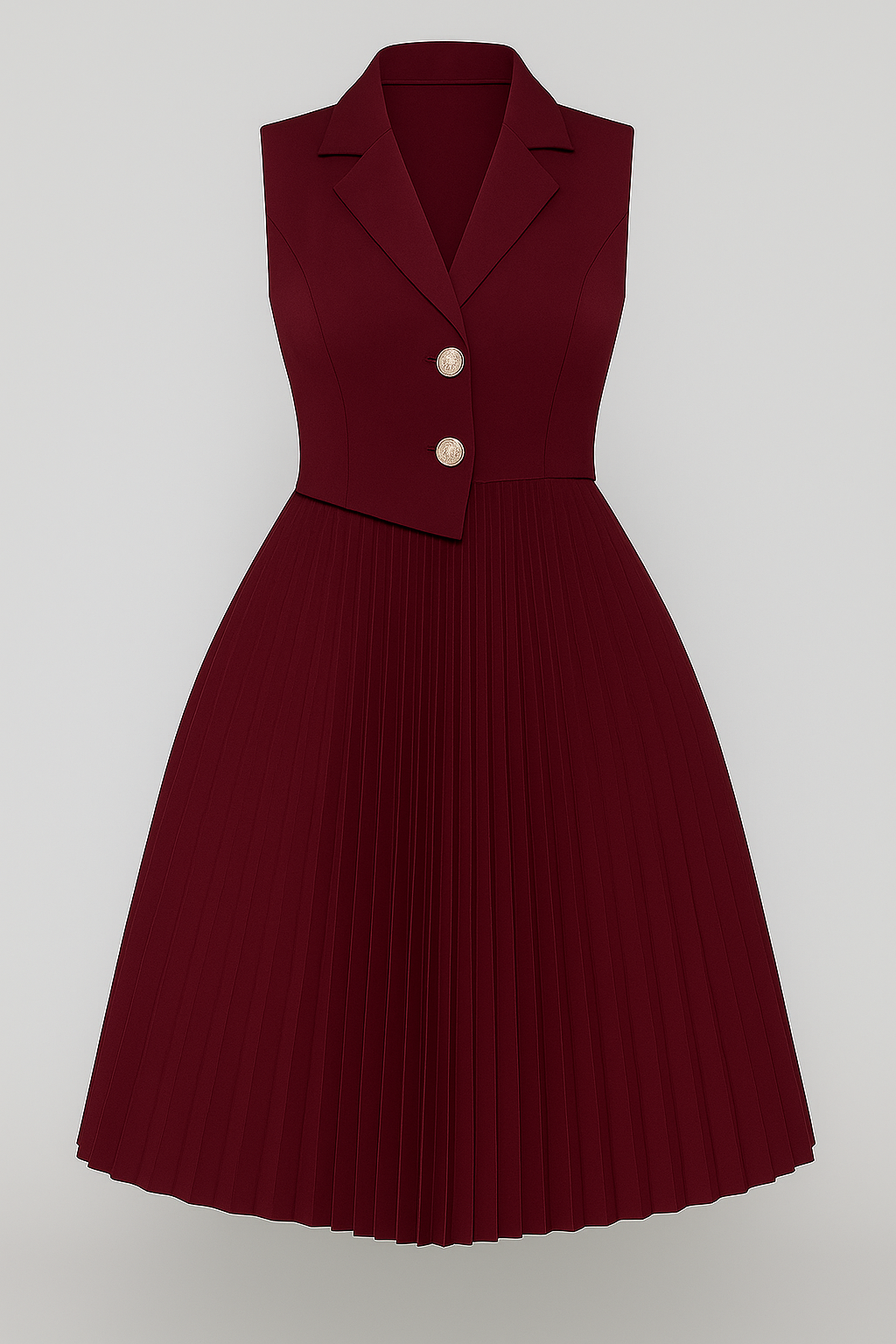 Robe Plissée Bordeaux